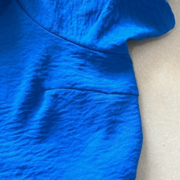 NWOT Love Blossom 3X shirt dress with tie sash and sleeve tabs in royal blue - Picture 10 of 13